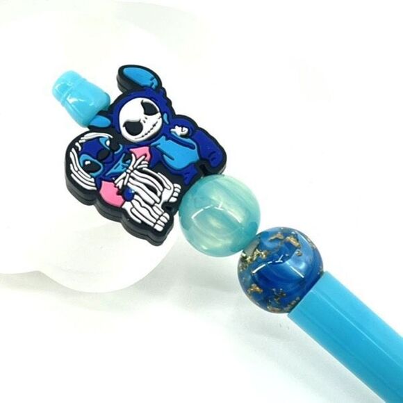 Halloween costumes Stitch Jack Skellington handmade pen NEW beads gold blue blac - Picture 2 of 6
